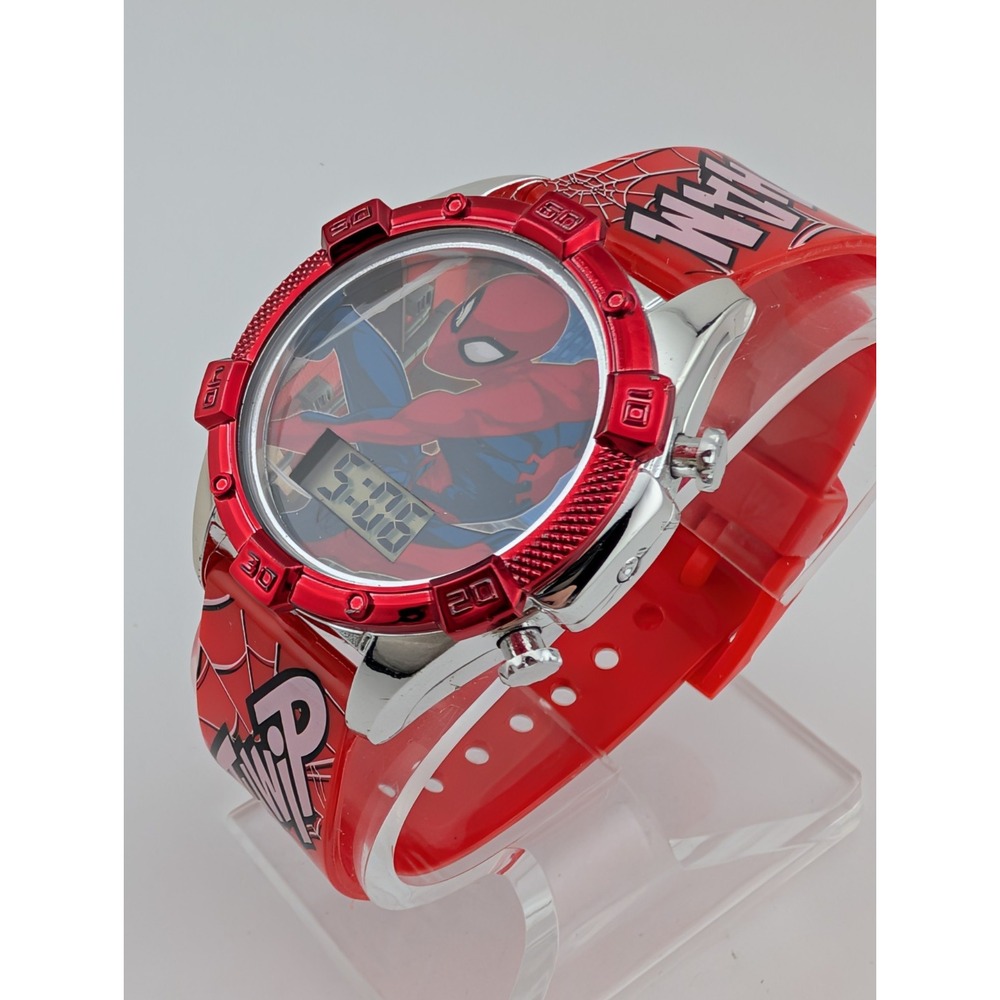 Accutime Spiderman Kids Digital‎ LED Light Up Watch Red Band- New Battery - Picture 3 of 9